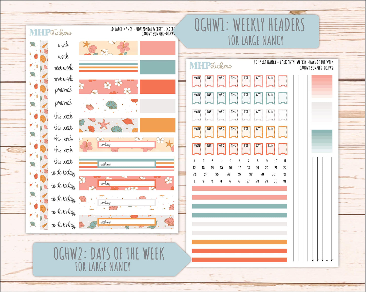 AUGUST 2026 Stickers for Large Nancy, Anne, & Billie Planners. Laurel Denise Planners "Groovy Summer" || OG