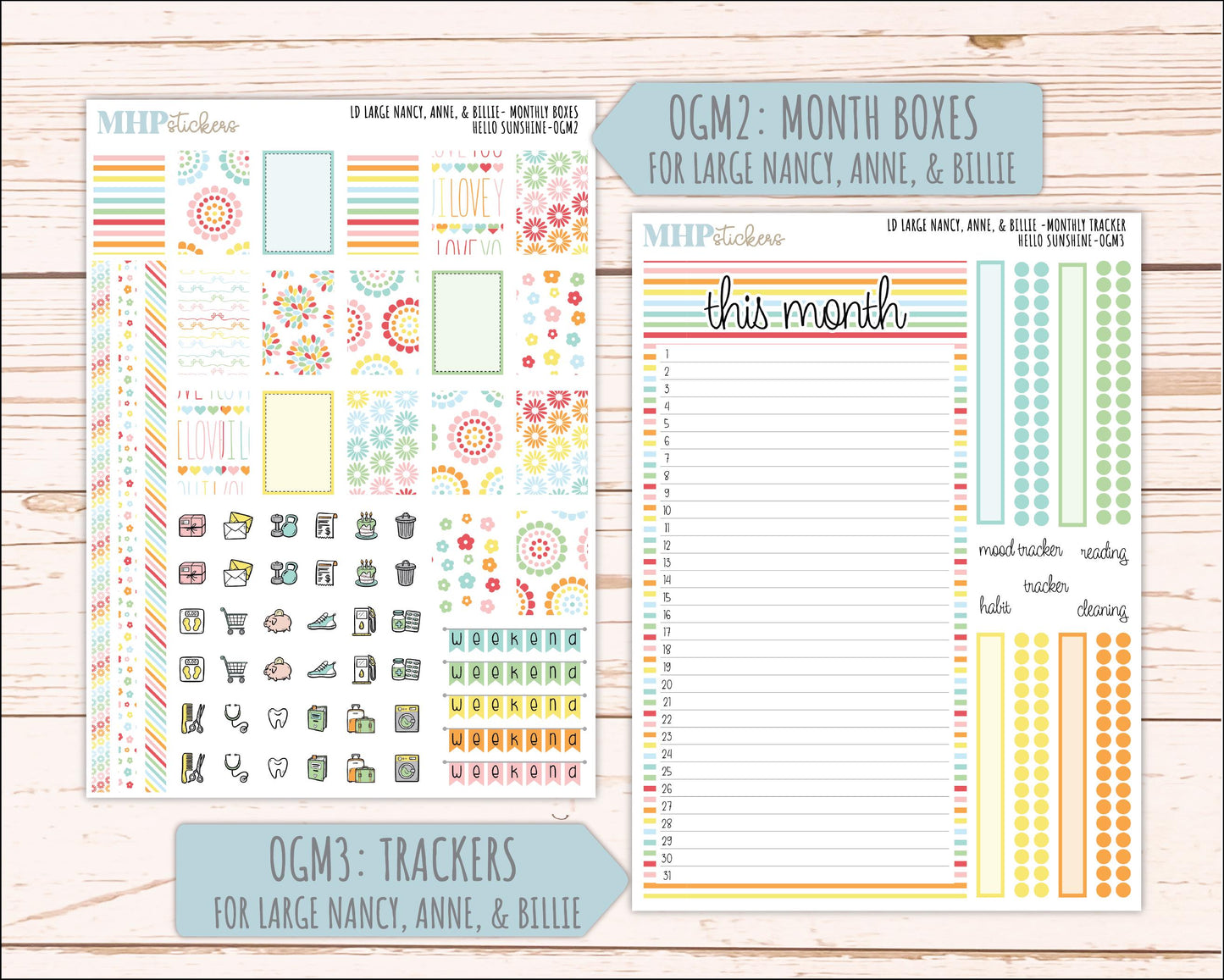 AUGUST 2026 Stickers for Large Nancy, Anne, & Billie Planners. Laurel Denise Planners "Hello Sunshine" || OG