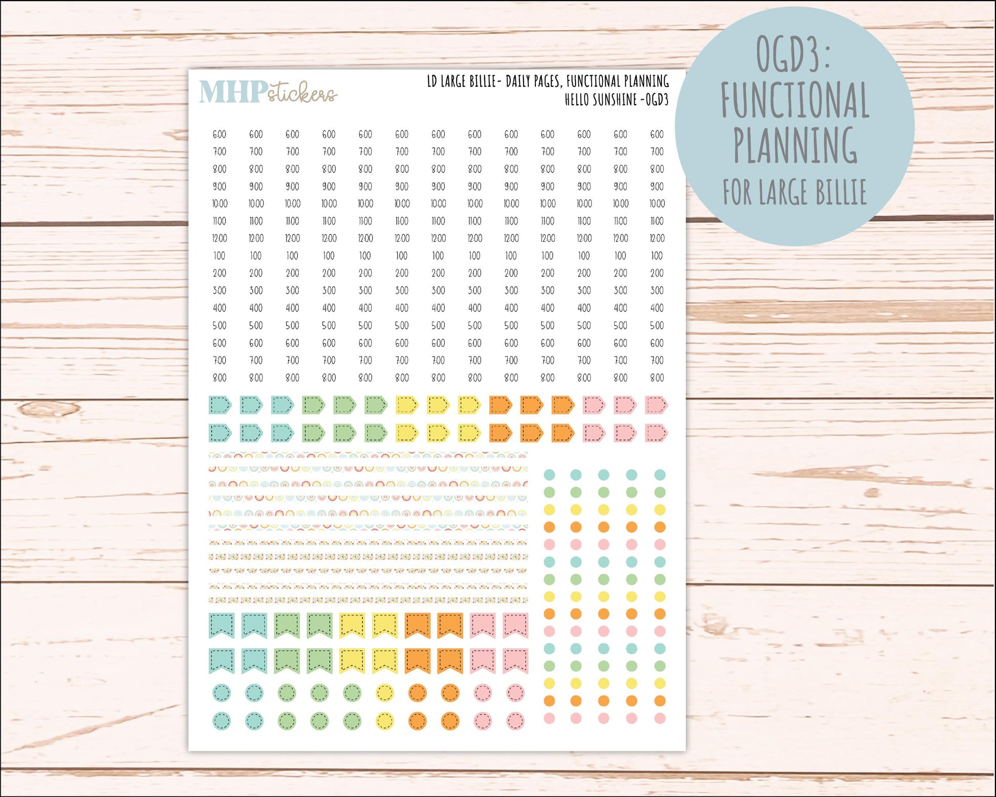 AUGUST 2026 Stickers for Large Nancy, Anne, & Billie Planners. Laurel Denise Planners "Hello Sunshine" || OG