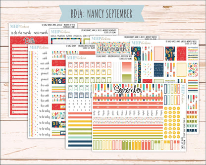 AUGUST and SEPTEMBER 2026 Stickers for Large Nancy, Anne, & Billie Planners. Laurel Denise Planners "School Life" || OG
