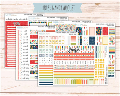 AUGUST and SEPTEMBER 2026 Stickers for Large Nancy, Anne, & Billie Planners. Laurel Denise Planners "School Life" || OG