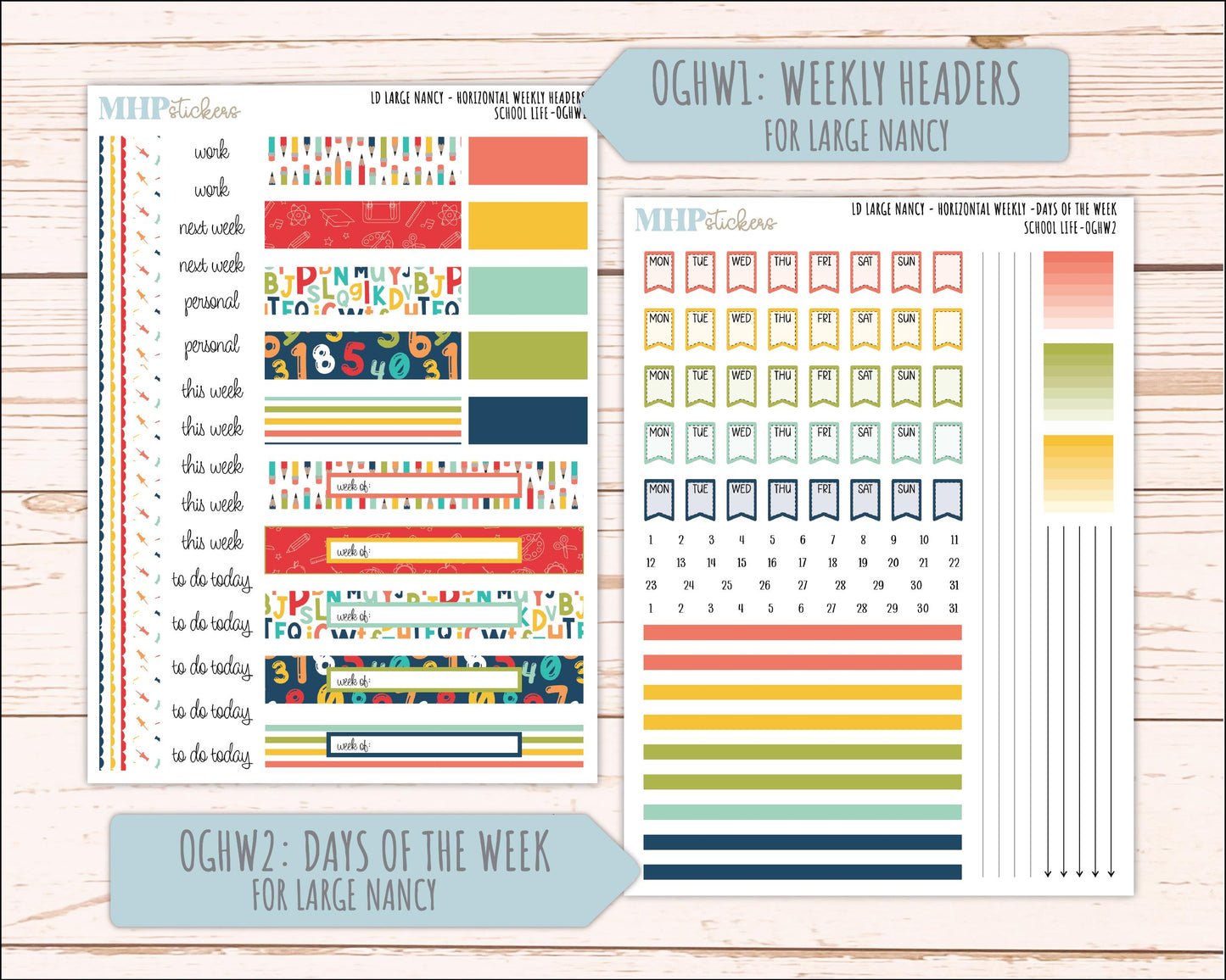 AUGUST and SEPTEMBER 2026 Stickers for Large Nancy, Anne, & Billie Planners. Laurel Denise Planners "School Life" || OG
