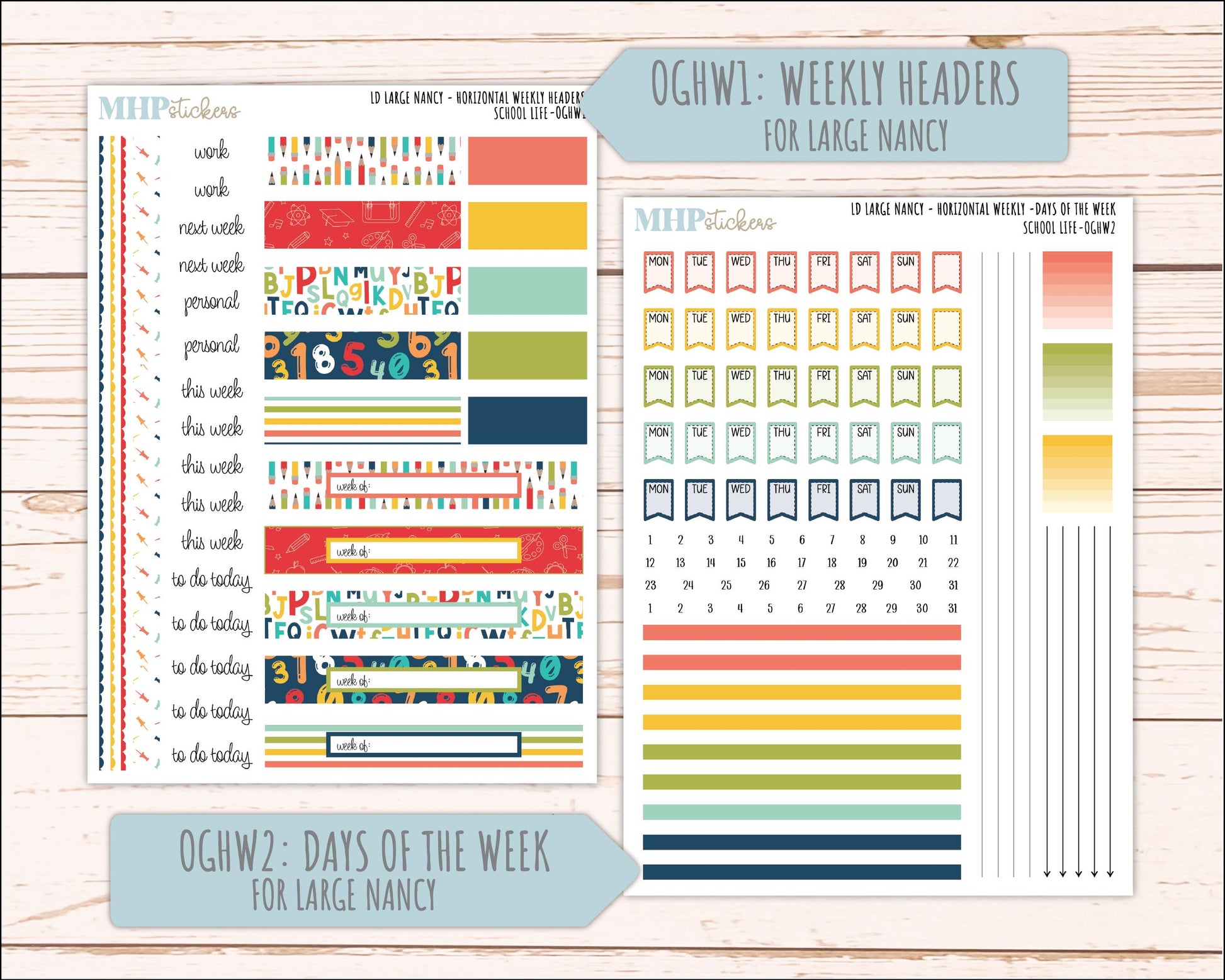 AUGUST and SEPTEMBER 2026 Stickers for Large Nancy, Anne, & Billie Planners. Laurel Denise Planners "School Life" || OG