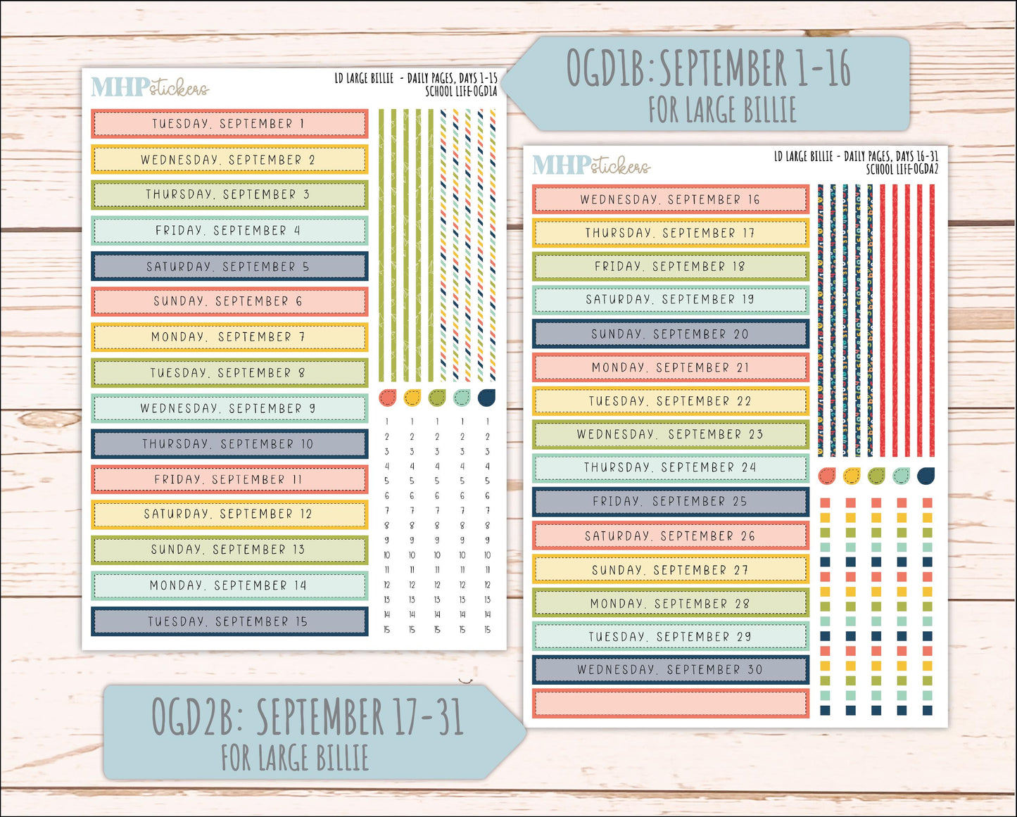 AUGUST and SEPTEMBER 2026 Stickers for Large Nancy, Anne, & Billie Planners. Laurel Denise Planners "School Life" || OG