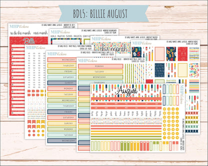 AUGUST and SEPTEMBER 2026 Stickers for Large Nancy, Anne, & Billie Planners. Laurel Denise Planners "School Life" || OG
