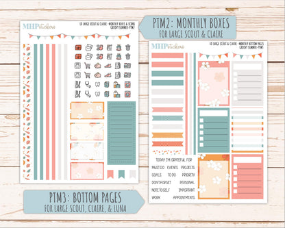 AUGUST 2026 Stickers for the Large Scout, Large Claire, and Large Luna Laurel Denise Planners "Groovy Summer" || PT
