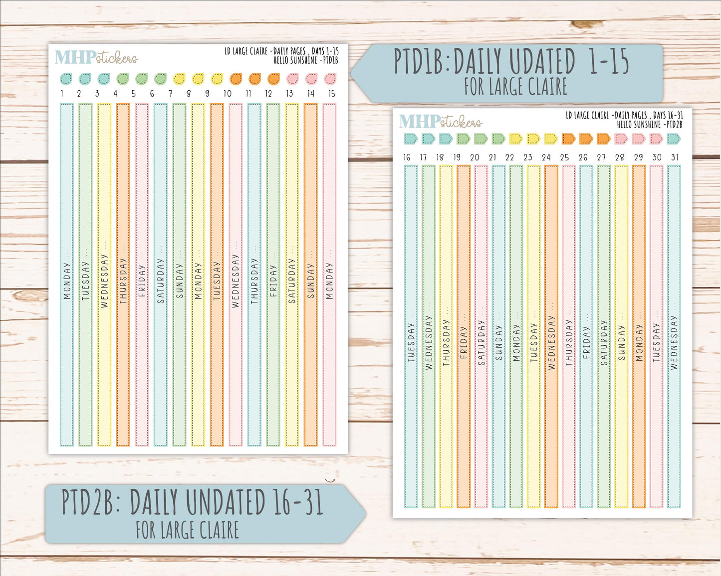 AUGUST 2026 Stickers for the Large Scout, Large Claire, and Large Luna Laurel Denise Planners "Hello Sunshine" || PT