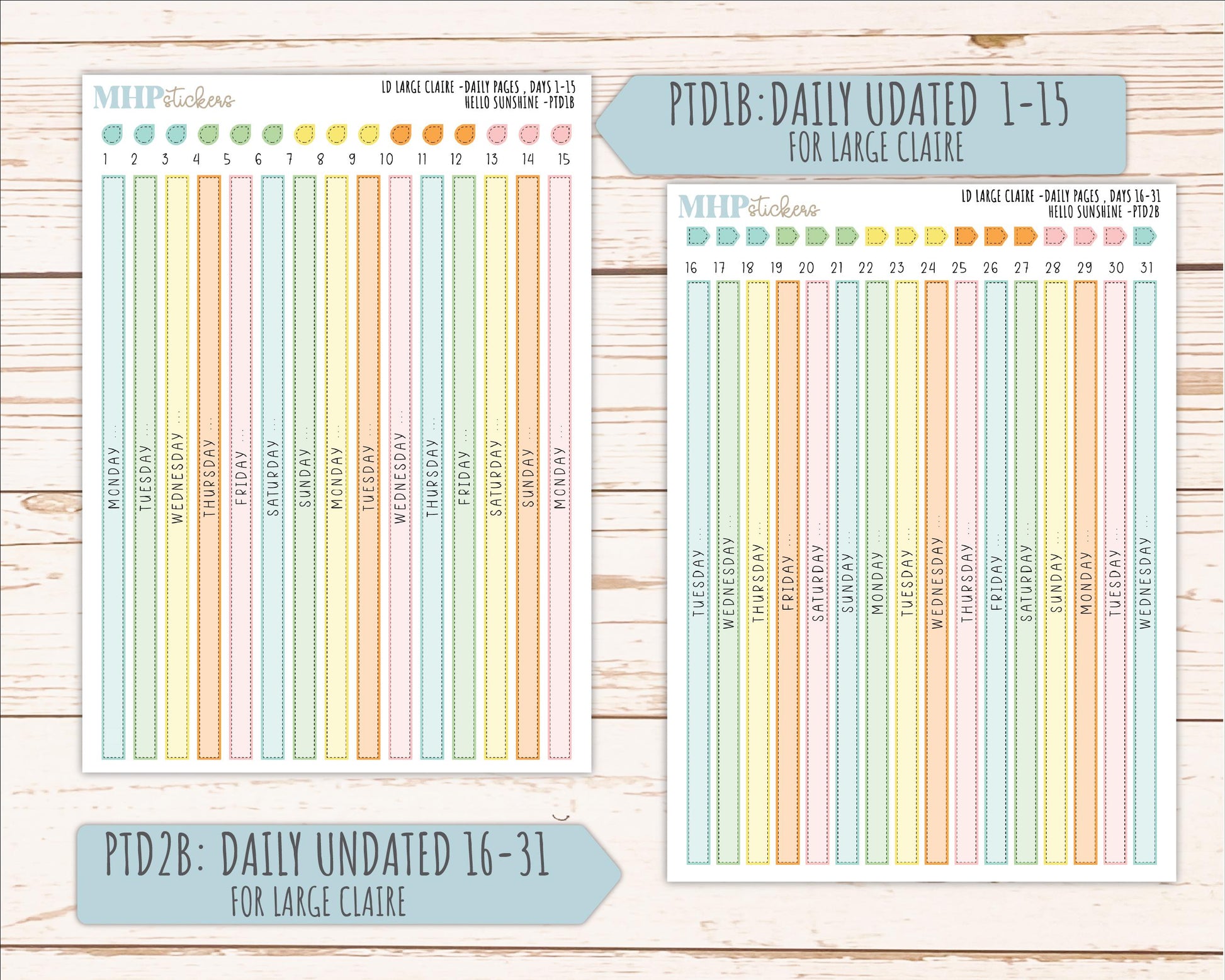 AUGUST 2026 Stickers for the Large Scout, Large Claire, and Large Luna Laurel Denise Planners "Hello Sunshine" || PT