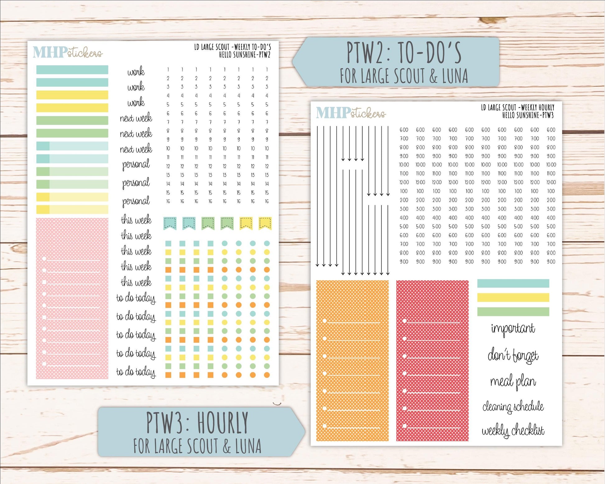 AUGUST 2026 Stickers for the Large Scout, Large Claire, and Large Luna Laurel Denise Planners "Hello Sunshine" || PT