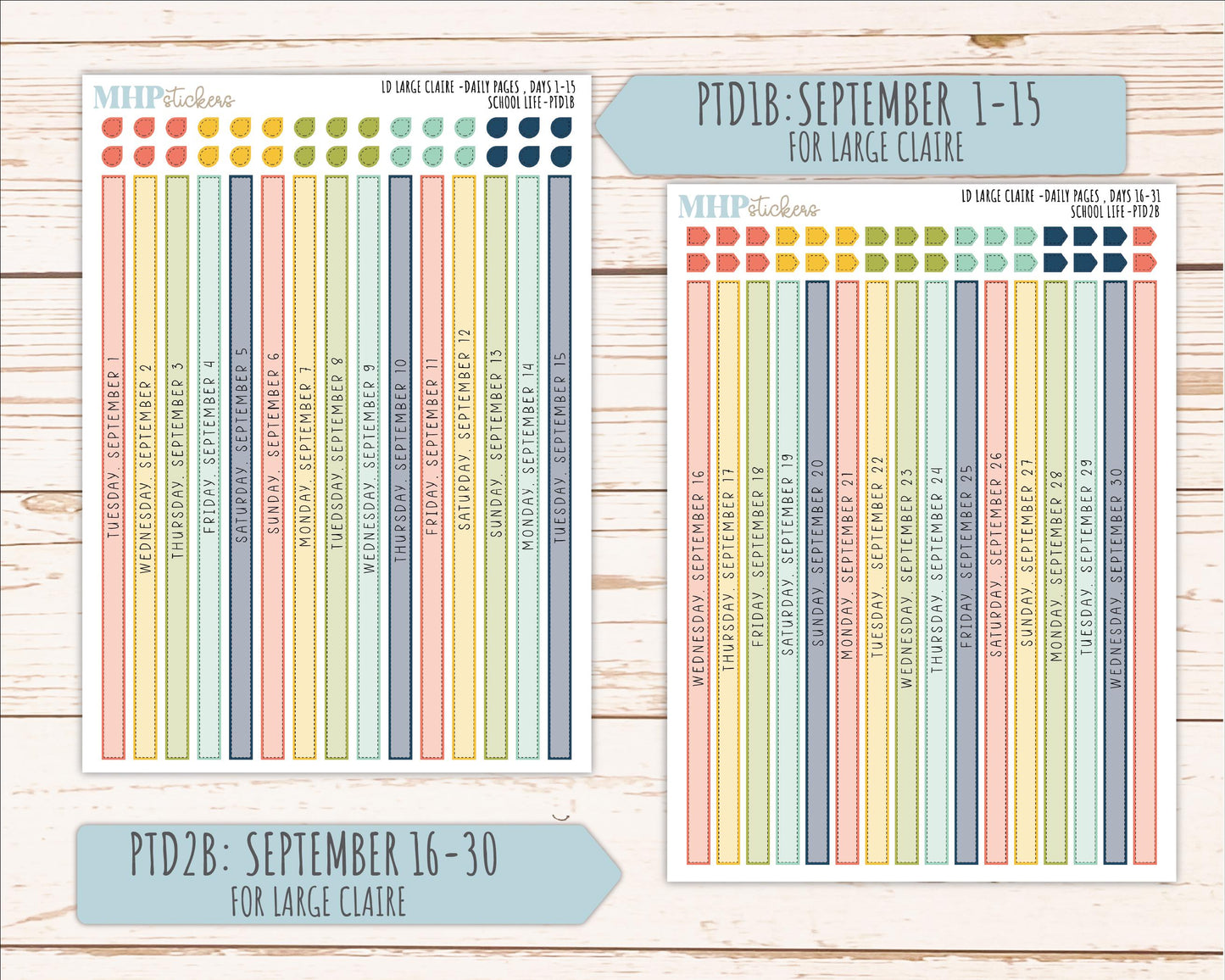AUGUST and SEPTEMBER 2026 Stickers for the Large Scout, Large Claire, and Large Luna Laurel Denise Planners "School Life" || PT