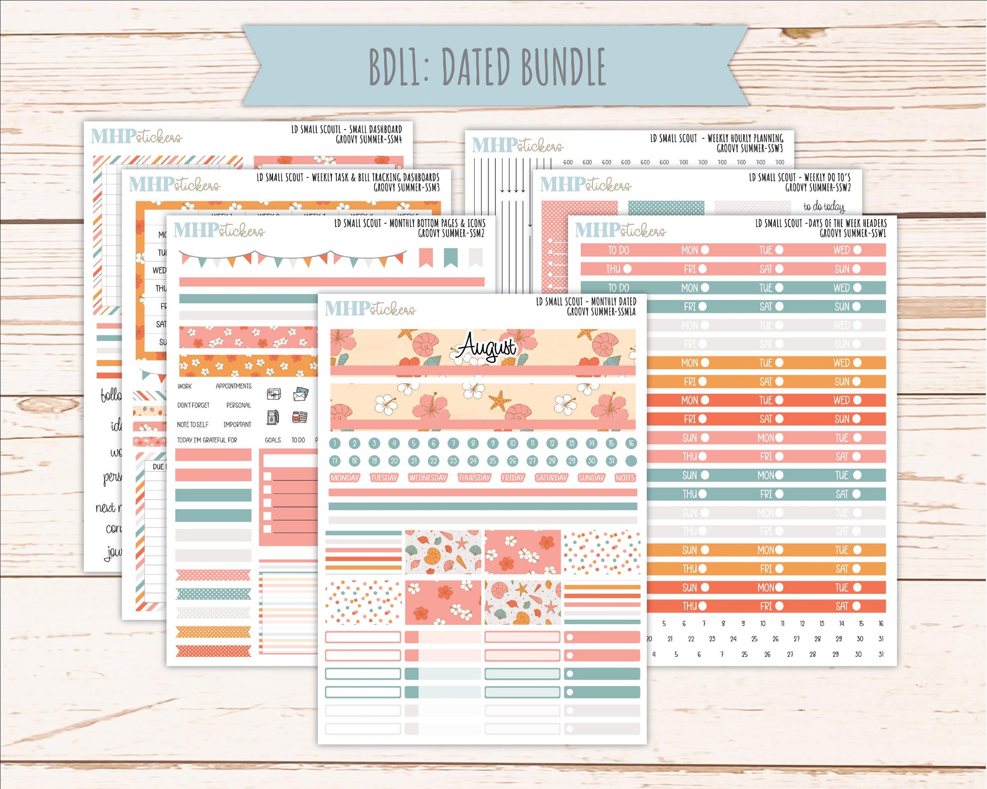 AUGUST 2026 Stickers for the Small Scout Planner. For Laurel Denise Planners. "Groovy Summer" ||SS