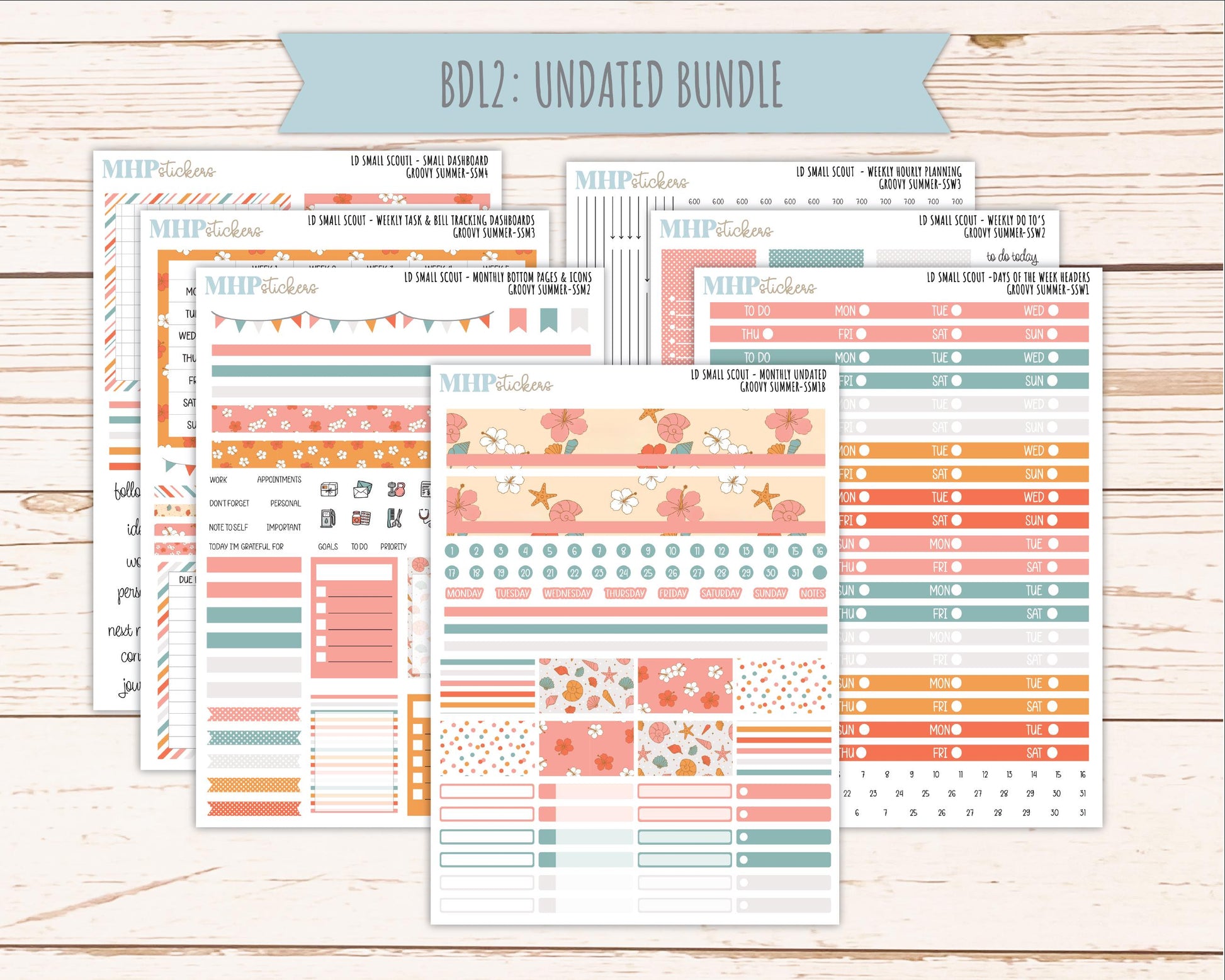 AUGUST 2026 Stickers for the Small Scout Planner. For Laurel Denise Planners. "Groovy Summer" ||SS
