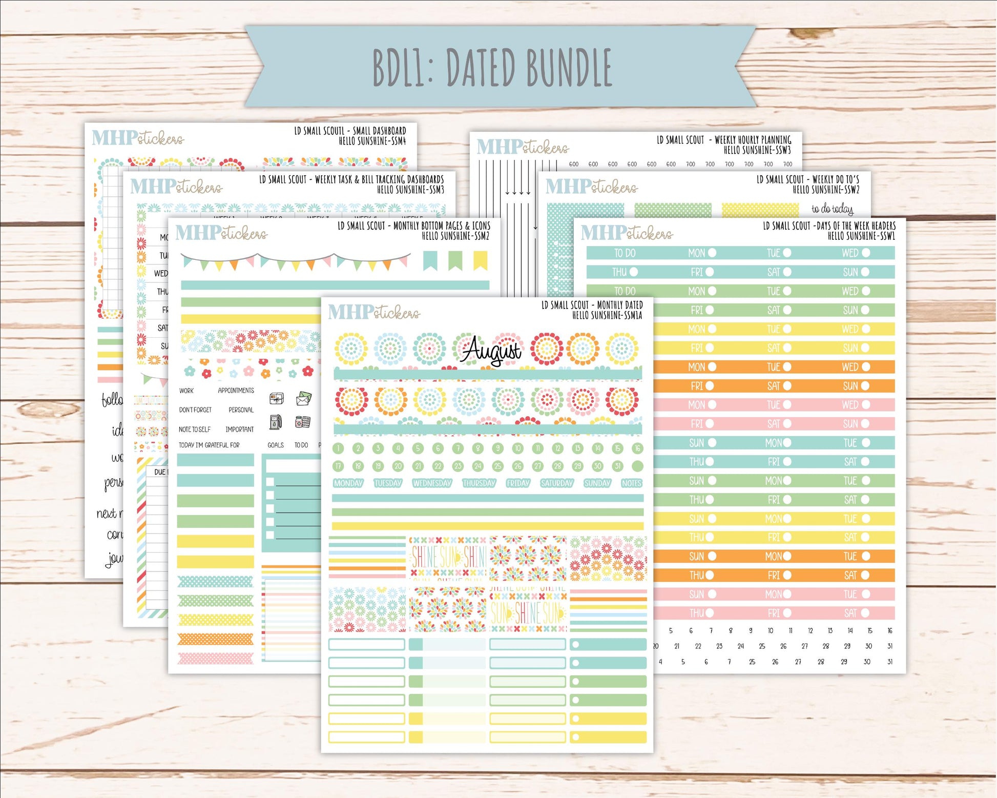 AUGUST 2026 Stickers for the Small Scout Planner. For Laurel Denise Planners. "Hello Sunshine" ||SS