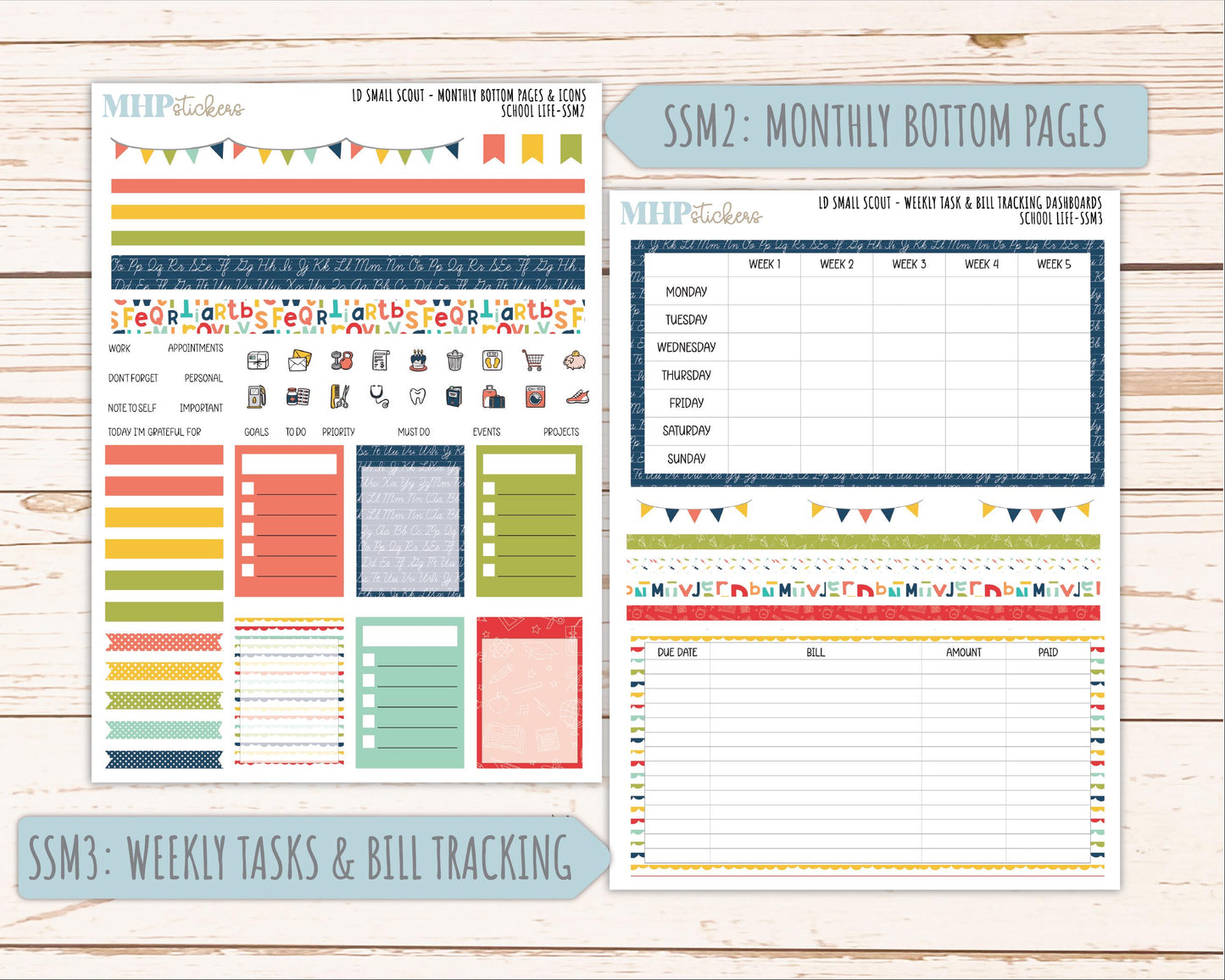 AUGUST & SEPTEMBER 2026 Stickers for the Small Scout Planner. For Laurel Denise Planners. "School Life" ||SS