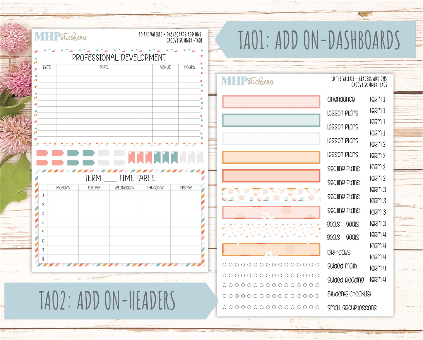 AUGUST Stickers for The Valerie Laurel Denise Planner "Groovy Summer" || TC