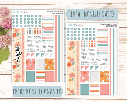 AUGUST Stickers for The Valerie Laurel Denise Planner "Groovy Summer" || TC