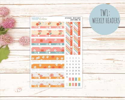 AUGUST Stickers for The Valerie Laurel Denise Planner "Groovy Summer" || TC