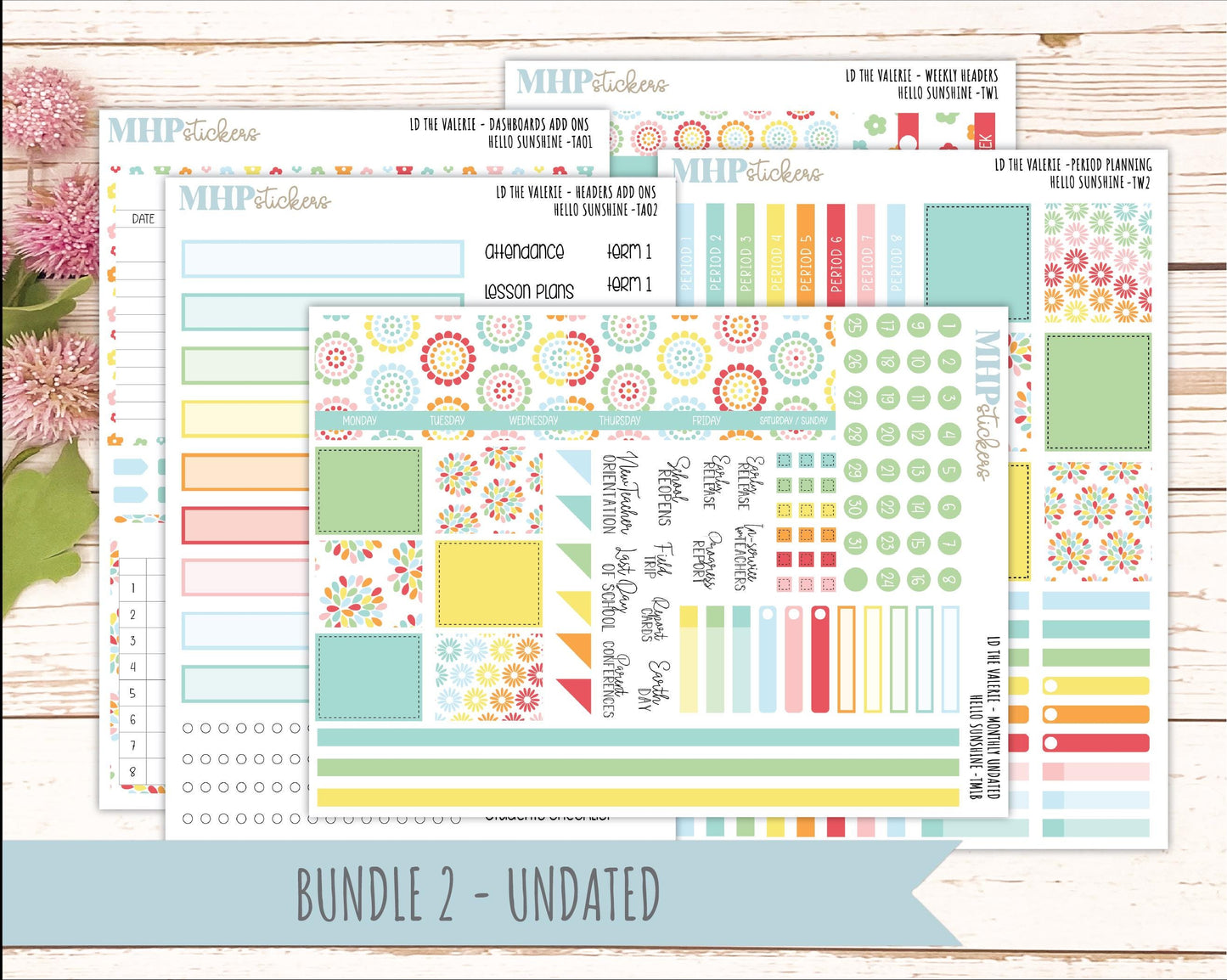 AUGUST Stickers for The Valerie Laurel Denise Planner "Hello Sunshine" || TC