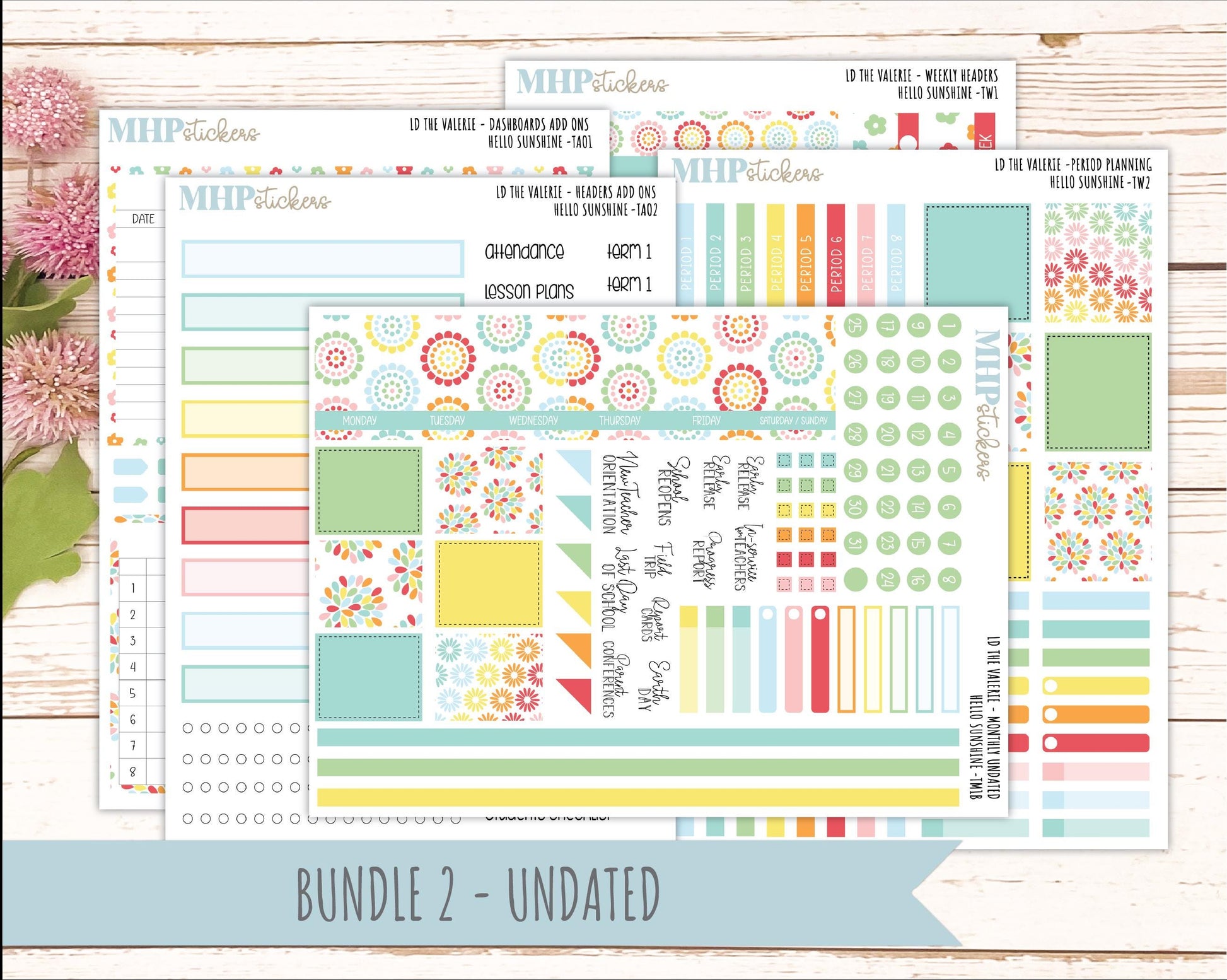 AUGUST Stickers for The Valerie Laurel Denise Planner "Hello Sunshine" || TC