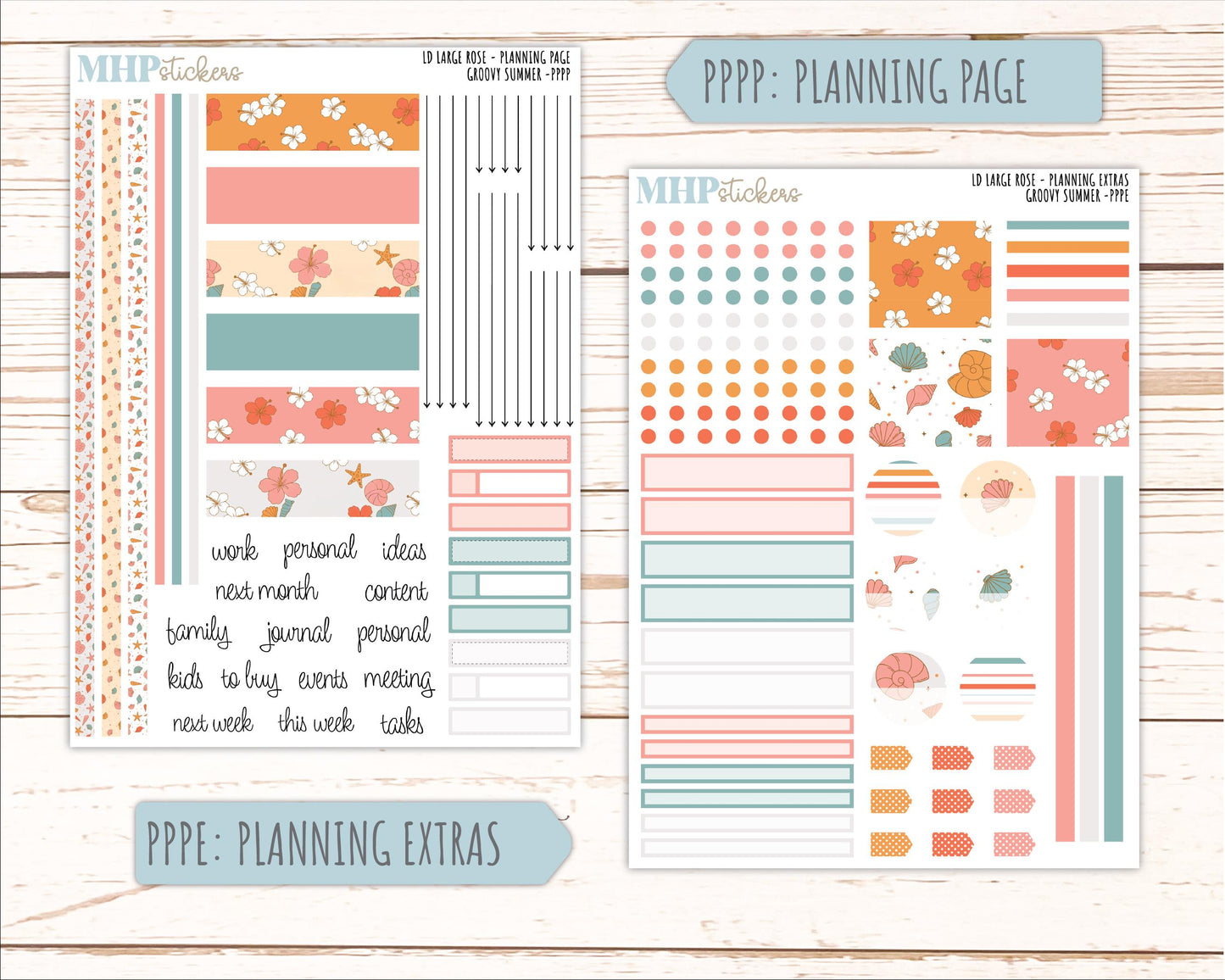 AUGUST 2026 Stickers for the Large Rose Laurel Denise Planner. "Groovy Summer" || PP