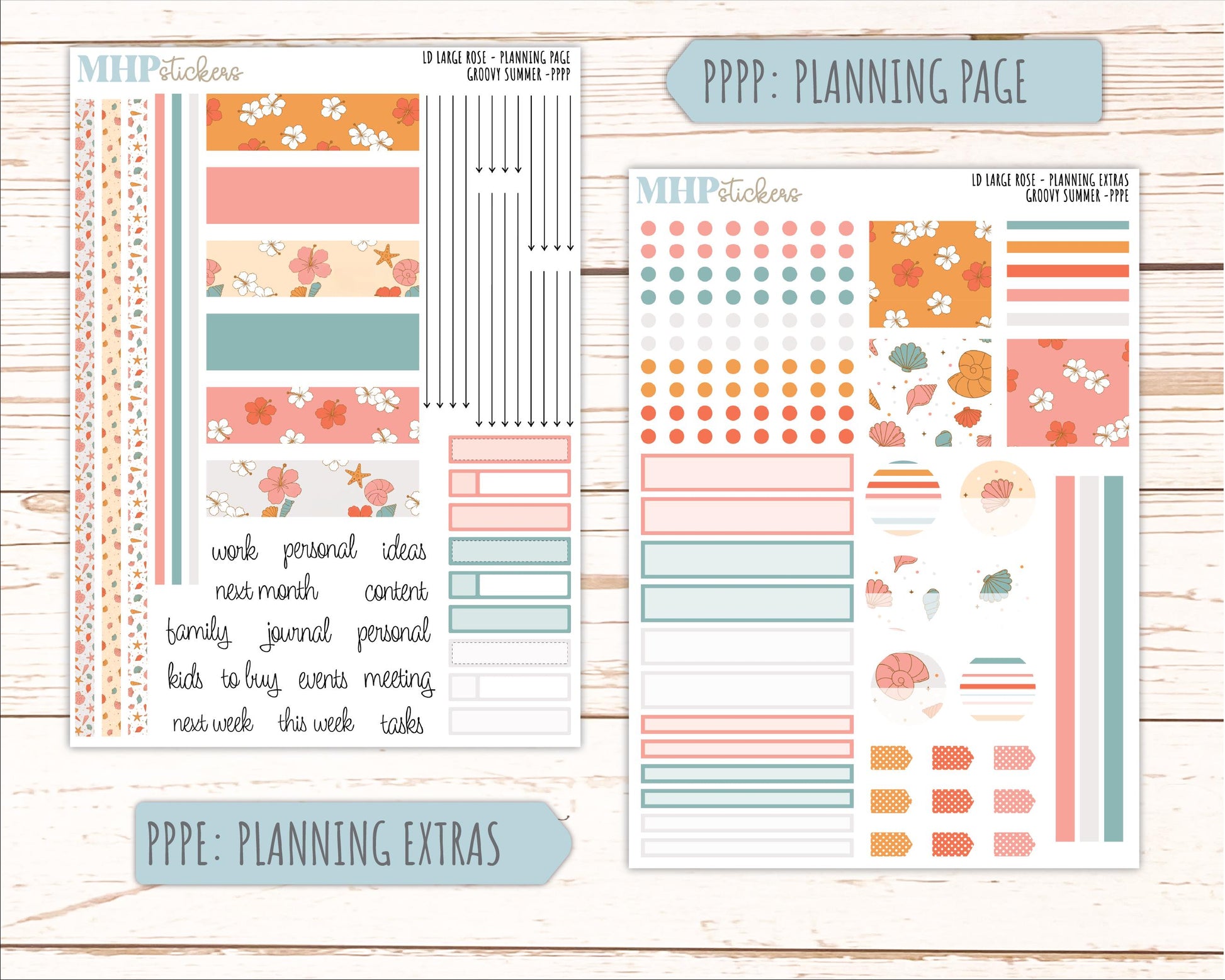 AUGUST 2026 Stickers for the Large Rose Laurel Denise Planner. "Groovy Summer" || PP