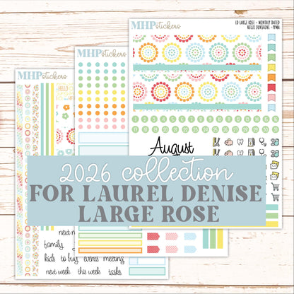 AUGUST 2026 Stickers for the Large Rose Laurel Denise Planner. "Hello Sunshine" || PP