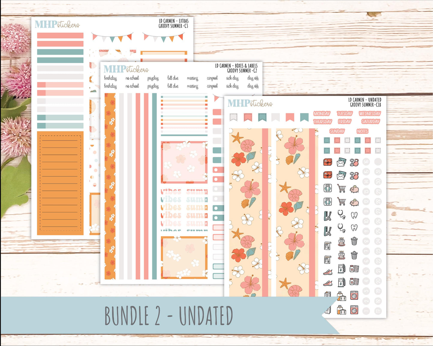 AUGUST 2026 Stickers for The Carmen Laurel Denise Planner "Groovy Summer" || C