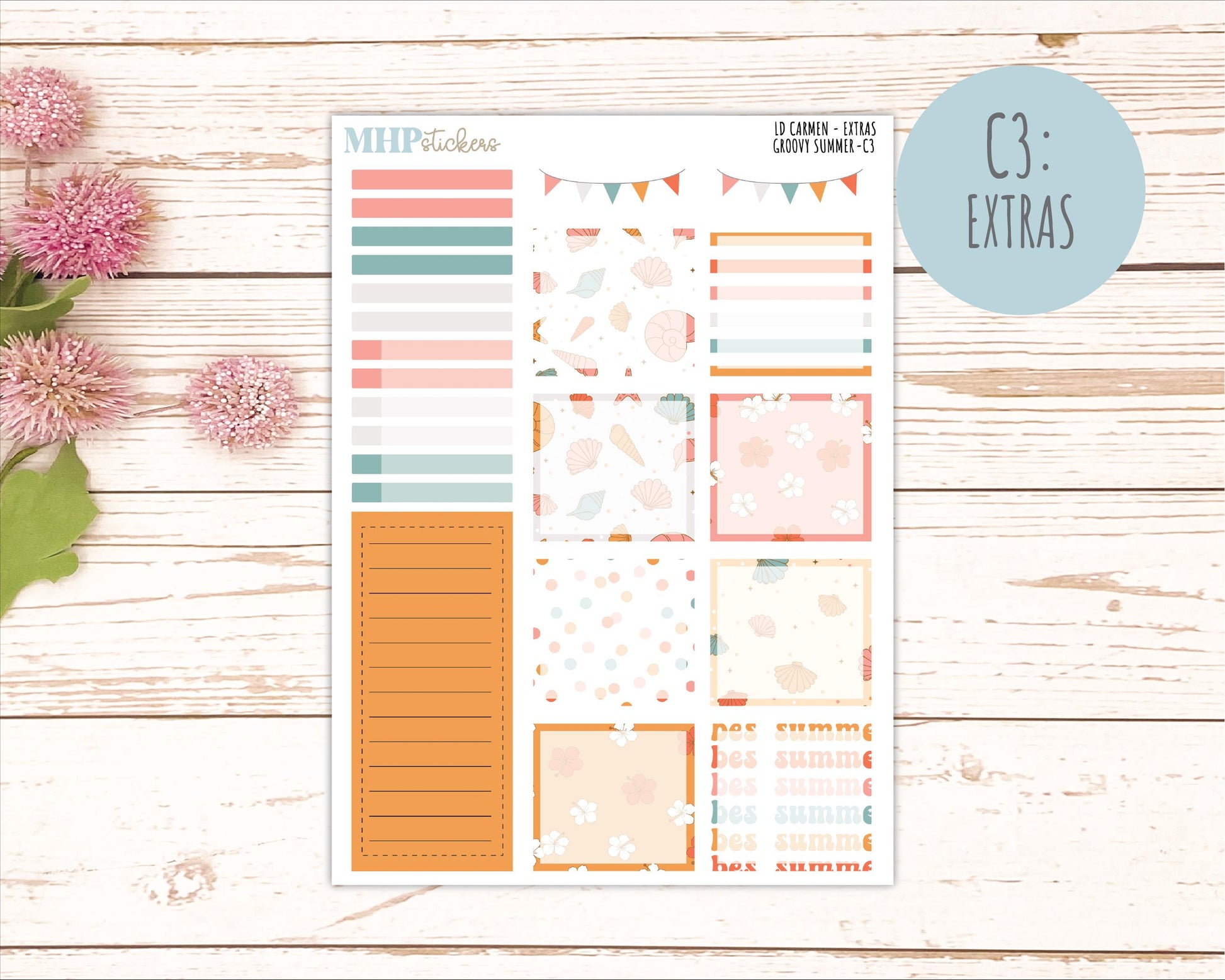 AUGUST 2026 Stickers for The Carmen Laurel Denise Planner "Groovy Summer" || C