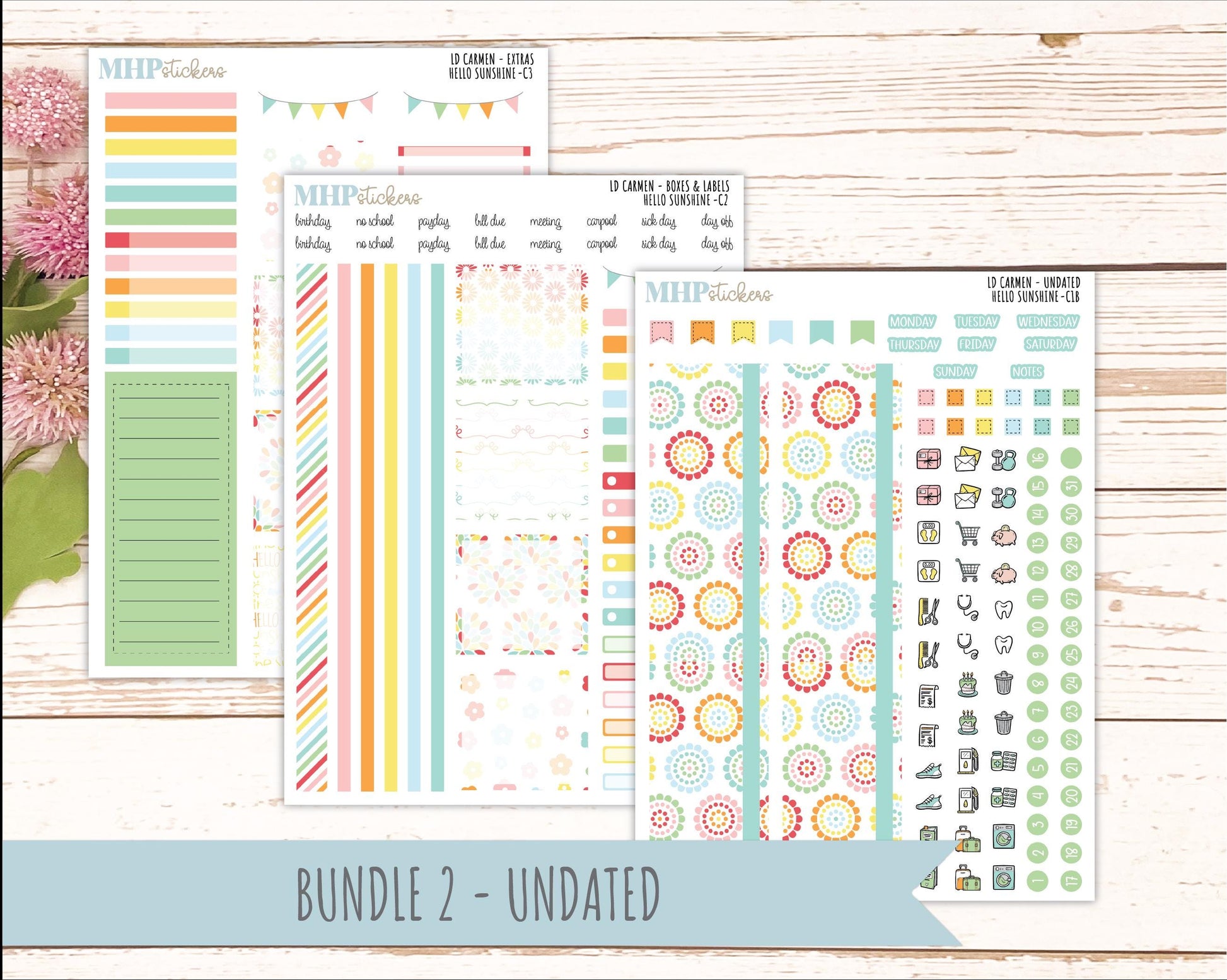 AUGUST 2026 Stickers for The Carmen Laurel Denise Planner "Hello Sunshine || C