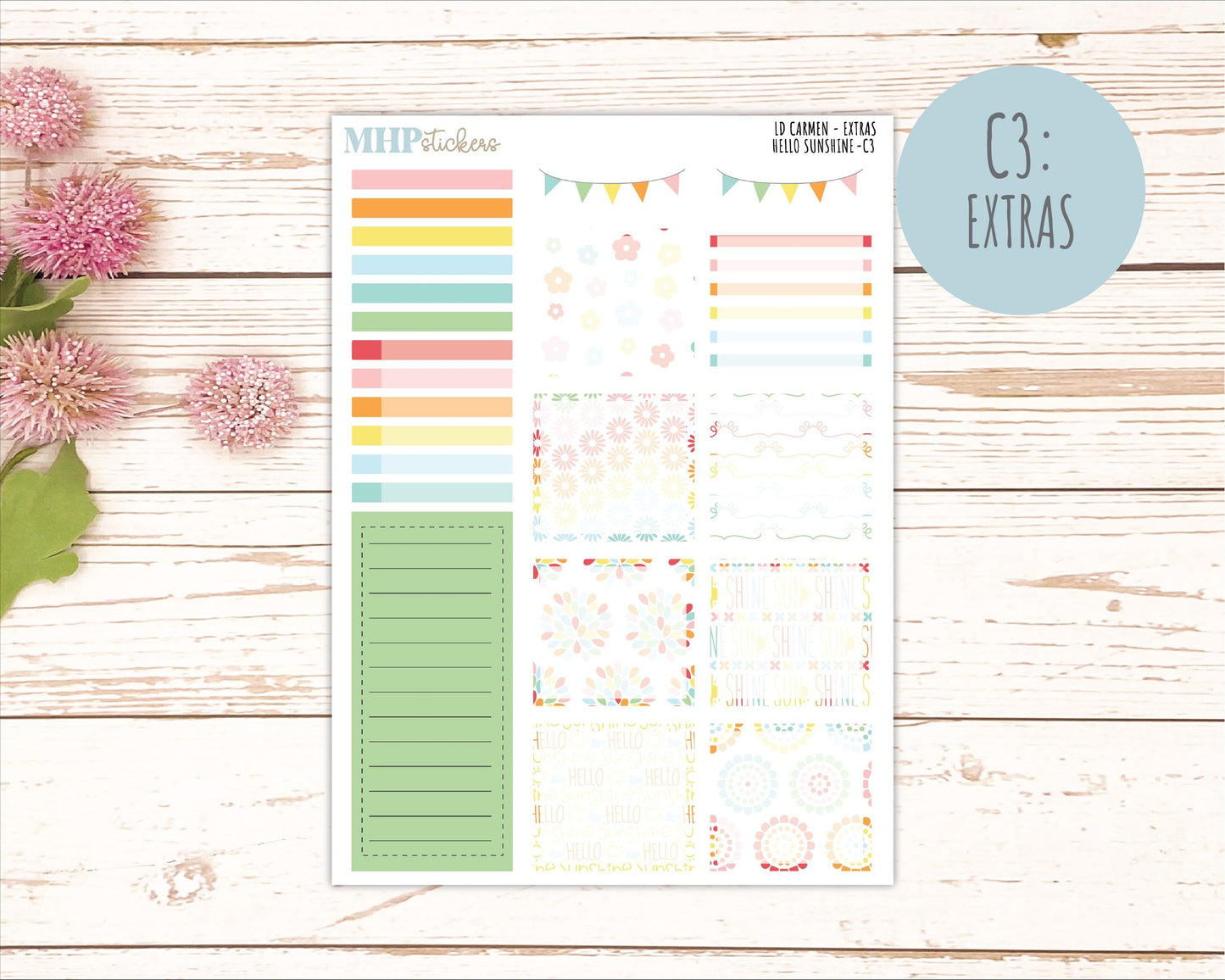 AUGUST 2026 Stickers for The Carmen Laurel Denise Planner "Hello Sunshine || C