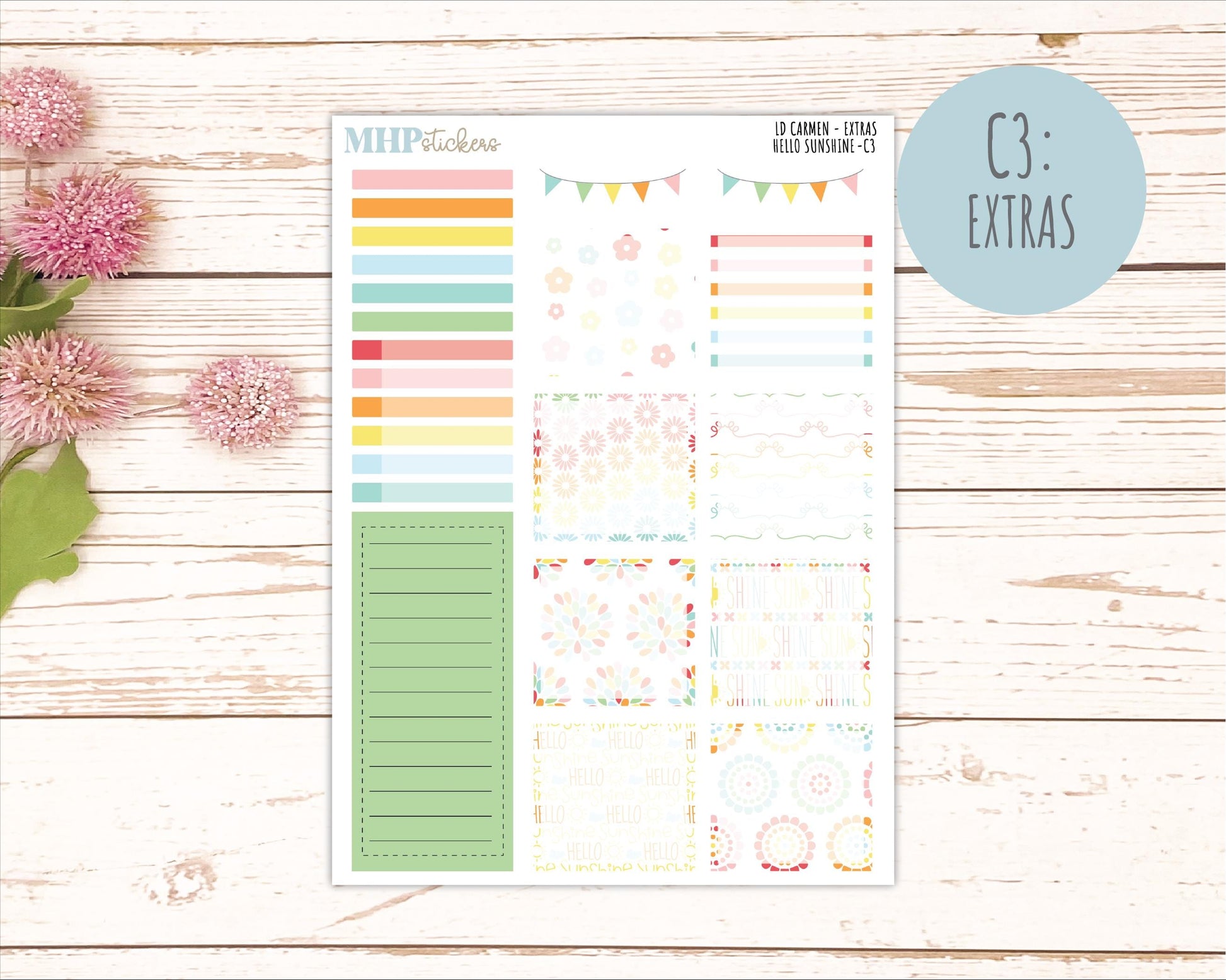 AUGUST 2026 Stickers for The Carmen Laurel Denise Planner "Hello Sunshine || C