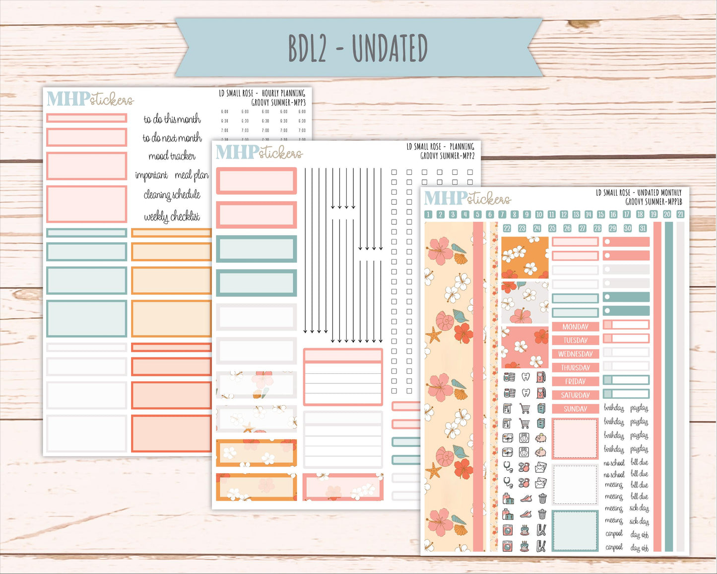 AUGUST 2026 Stickers for The Small Rose Laurel Denise Planner. "Groovy Summer" || MPP