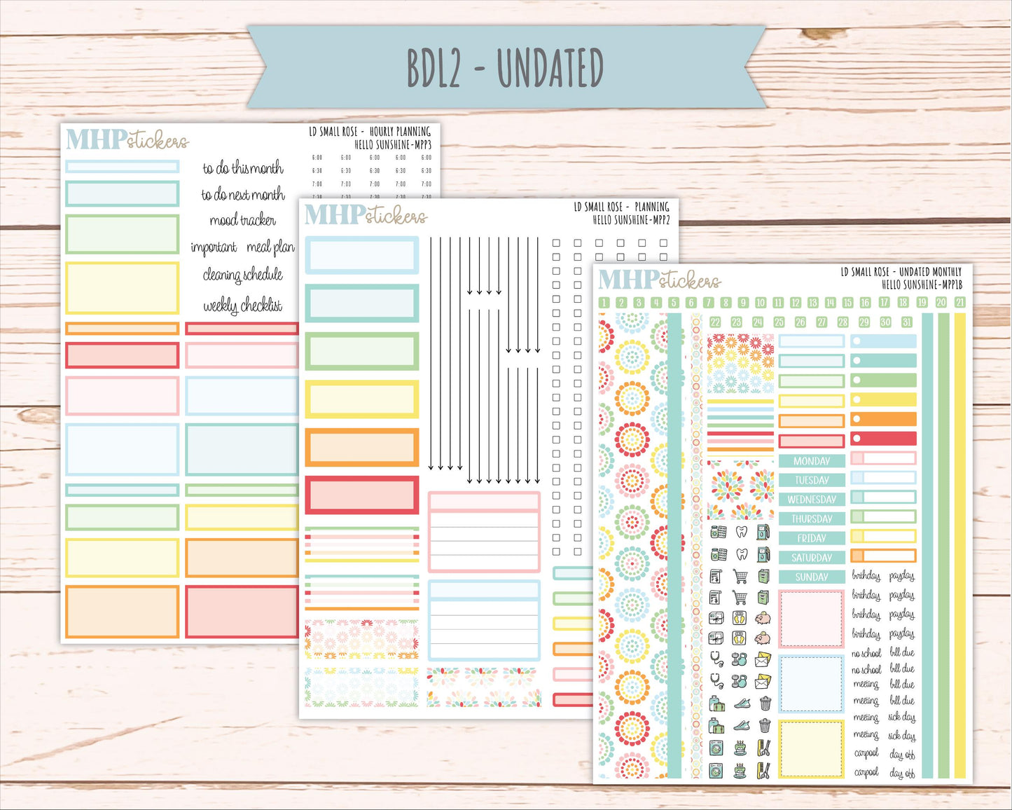 AUGUST 2026 Stickers for The Small Rose Laurel Denise Planner. "Hello Sunshine" || MPP