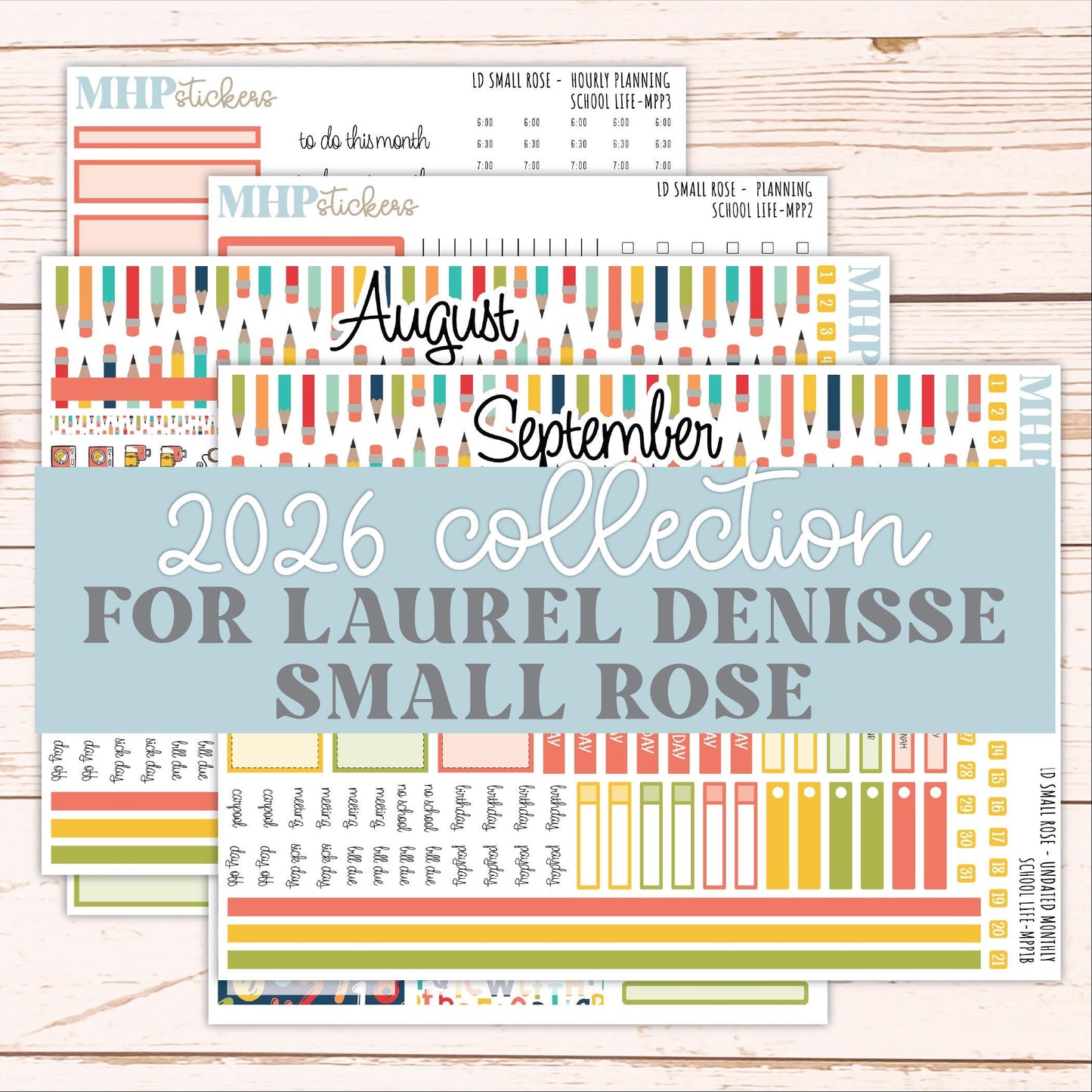 AUGUST & SEPTEMBER 2026 Stickers for The Small Rose Laurel Denise Planner. "School Life" || MPP