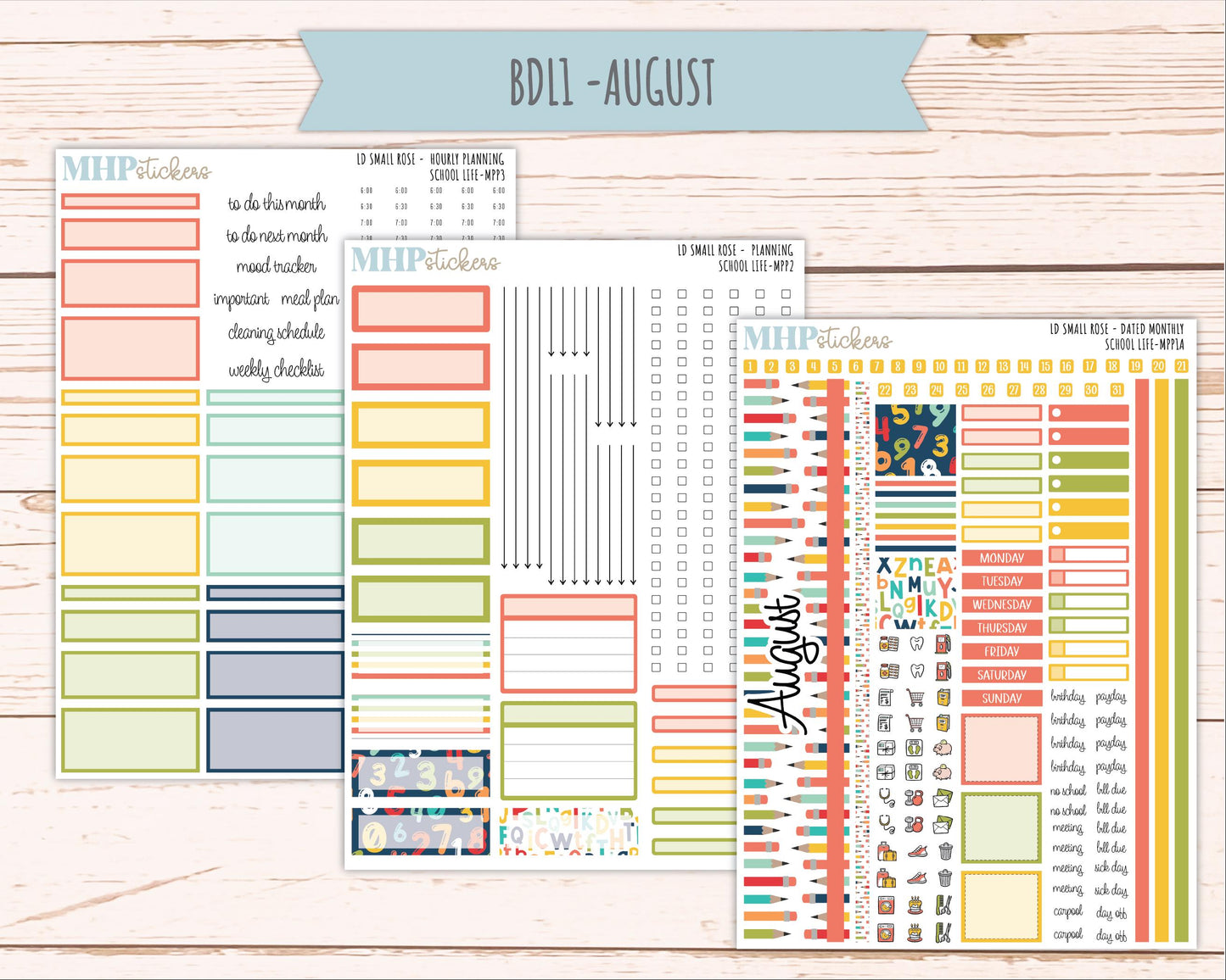 AUGUST & SEPTEMBER 2026 Stickers for The Small Rose Laurel Denise Planner. "School Life" || MPP