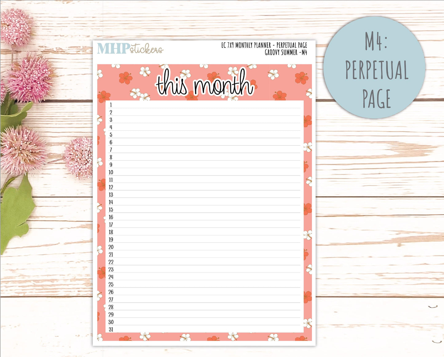 AUGUST Monthly Kit for 7x9 Erin Condren Planners. 2026 Collection "Groovy Summer" || ECM
