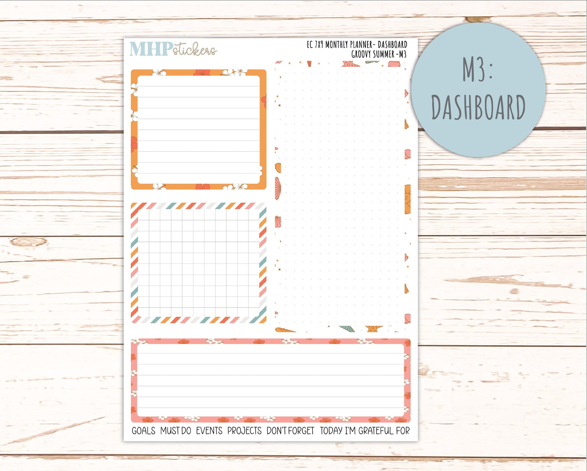 AUGUST Monthly Kit for 7x9 Erin Condren Planners. 2026 Collection "Groovy Summer" || ECM