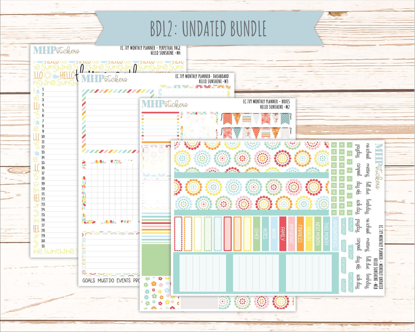 AUGUST Monthly Kit for 7x9 Erin Condren Planners. 2026 Collection "Hello Sunshine" || ECM