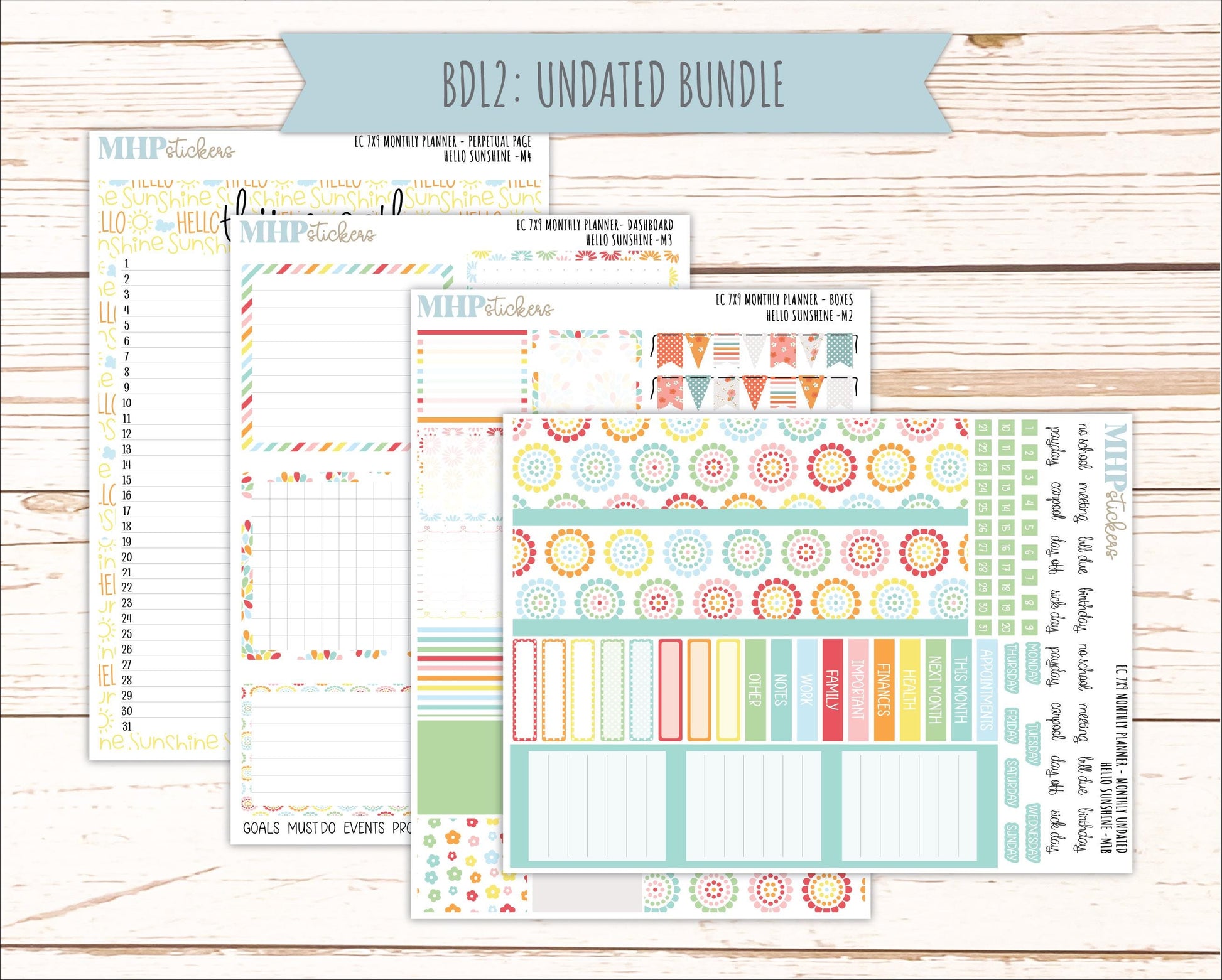 AUGUST Monthly Kit for 7x9 Erin Condren Planners. 2026 Collection "Hello Sunshine" || ECM