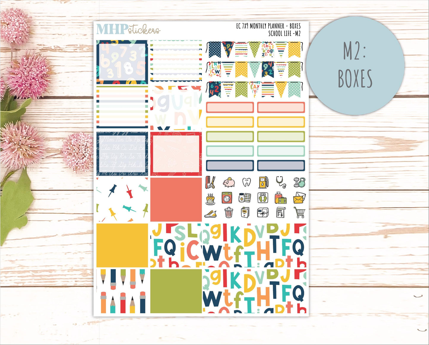 AUGUST & SEPTEMBER Monthly Kit for 7x9 Erin Condren Planners. 2026 Collection "School Life" || ECM