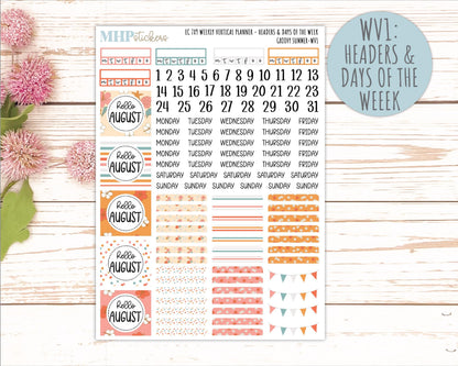 AUGUST Weekly Vertical Kits for 7x9 Erin Condren Planners. 2026 Collection "Groovy Summer" || ECWV