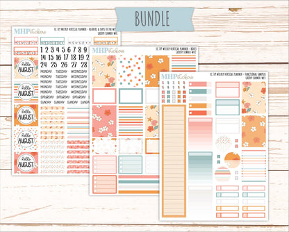 AUGUST Weekly Vertical Kits for 7x9 Erin Condren Planners. 2026 Collection "Groovy Summer" || ECWV
