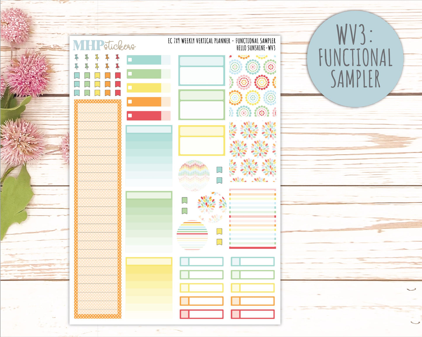 AUGUST Weekly Vertical Kits for 7x9 Erin Condren Planners. 2026 Collection "Hello Sunshine" || ECWV