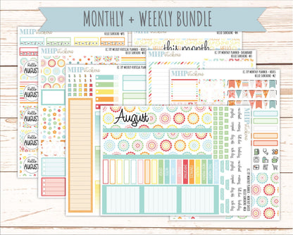 AUGUST Weekly Vertical Kits for 7x9 Erin Condren Planners. 2026 Collection "Hello Sunshine" || ECWV