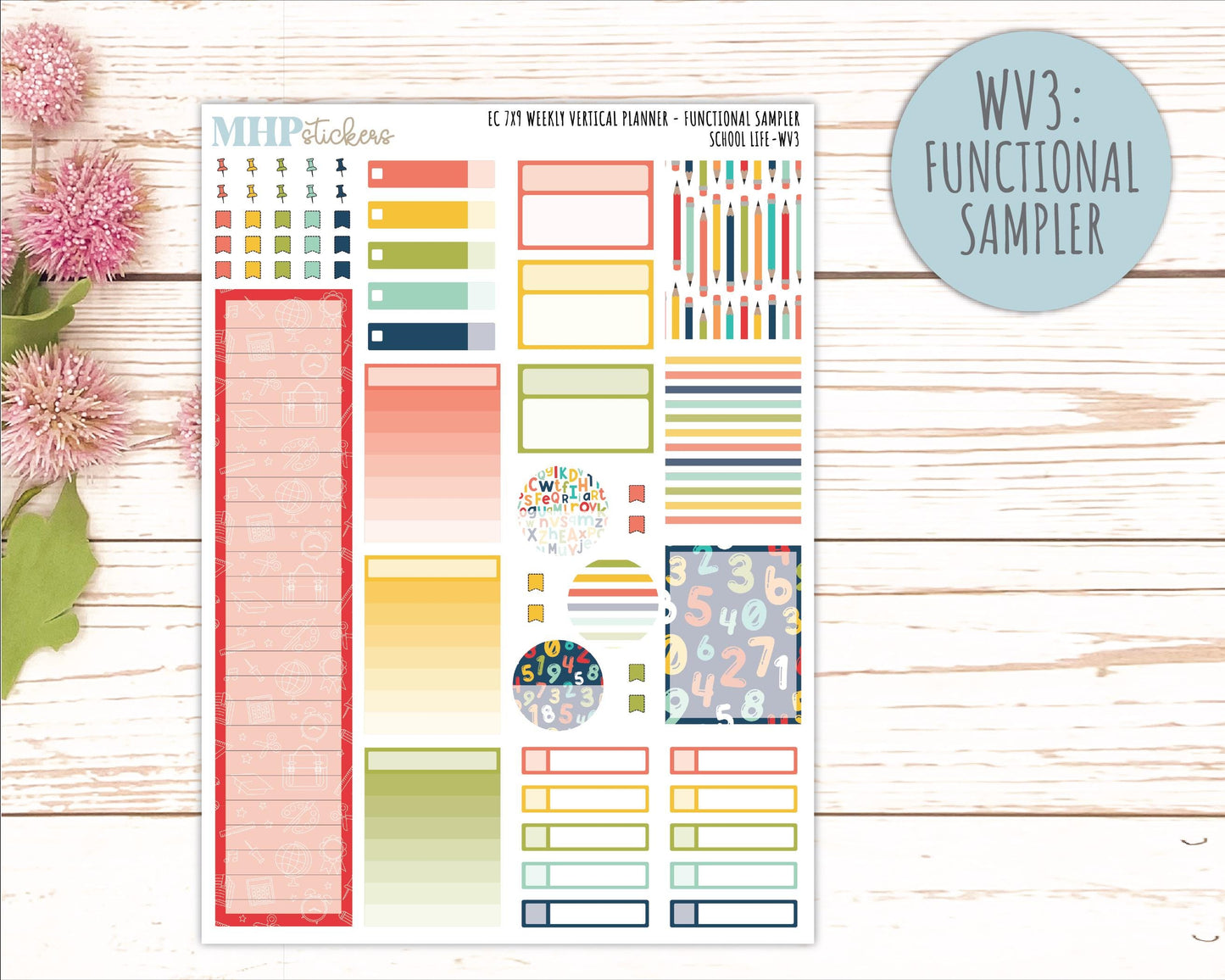 AUGUST & SEPTEMBER Weekly Vertical Kits for 7x9 Erin Condren Planners. 2026 Collection "School Life" || ECWV