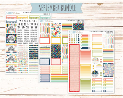 AUGUST & SEPTEMBER Weekly Vertical Kits for 7x9 Erin Condren Planners. 2026 Collection "School Life" || ECWV