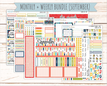 AUGUST & SEPTEMBER Weekly Vertical Kits for 7x9 Erin Condren Planners. 2026 Collection "School Life" || ECWV