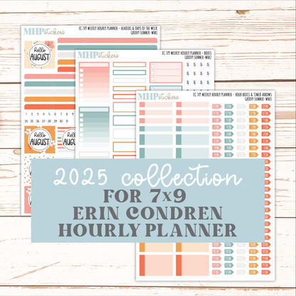 AUGUST Weekly Hourly Planning Kits for 7x9 Erin Condren Planners. 2026 Collection "Groovy Summer" || ECWHR