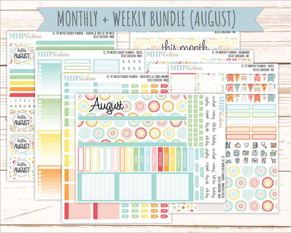 AUGUST Weekly Hourly Planning Kits for 7x9 Erin Condren Planners. 2026 Collection "Hello Sunshine" || ECWHR