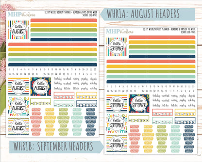AUGUST & SEPTEMBER Weekly Hourly Planning Kits for 7x9 Erin Condren Planners. 2026 Collection "School Life" || ECWHR